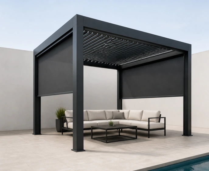 Motorized ZIP Screen (grey/white)