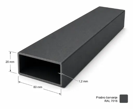 [203249] Aluminium fence slate 80 x 20 x 1.2 mm, D.1.8 m