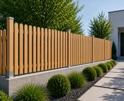 Classic Wooden Fence with Siberian Larch Slats, Vertical
